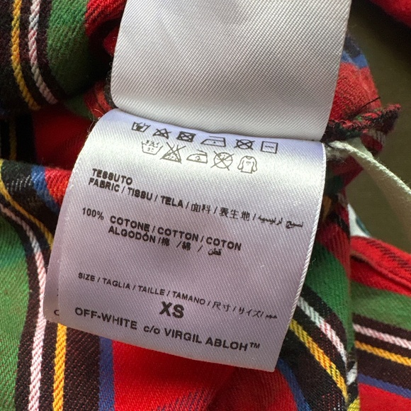 Off white spray paint flannel shirt in red - Picture 3 of 10